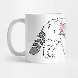 White peony raccoon Mug